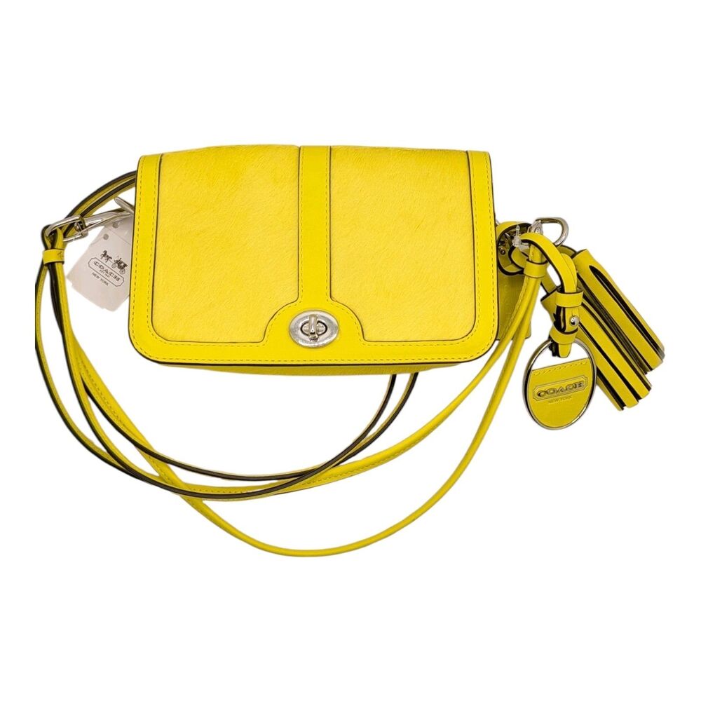 Coach Limited Edition Legacy Leather Calf Hair Crossbody Purse Rare Yellow NWT